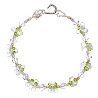 crystal quartz and peridot necklace