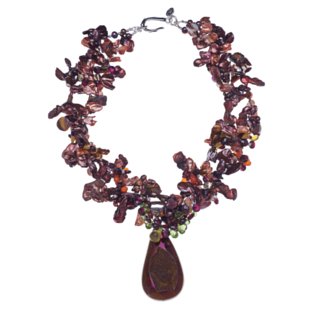 bronze druzy quartz pendant necklace