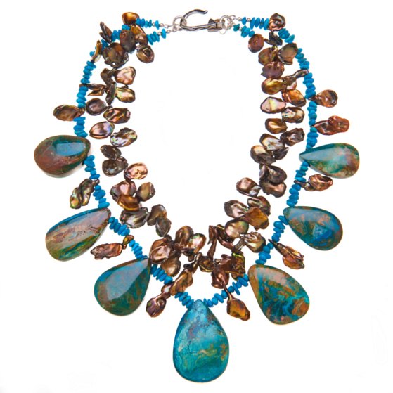 blue chinese opals necklace