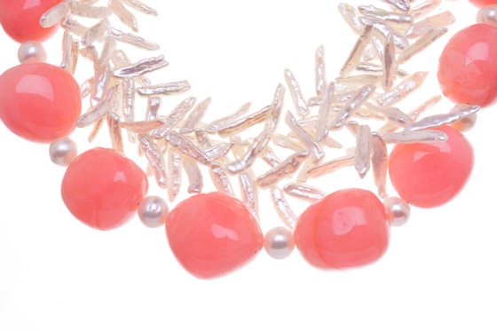 salmon pink quartz necklace