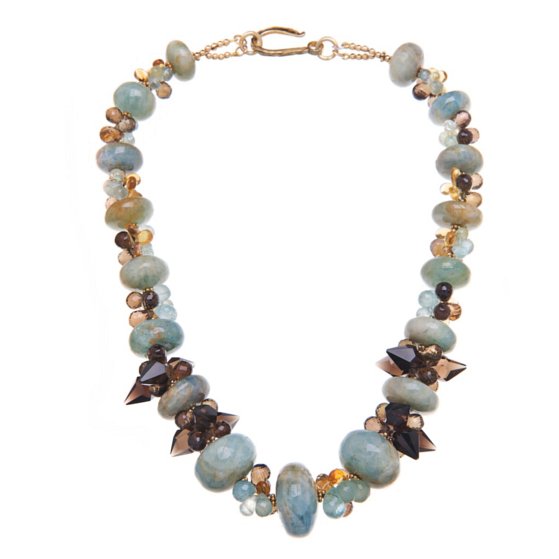 aquamarine, citrine, lemon quartz & smoky quartz necklace