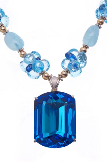187 carat blue topaz pendant