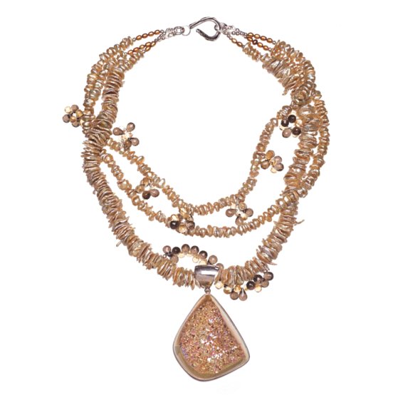 druzy quartz pendant necklace