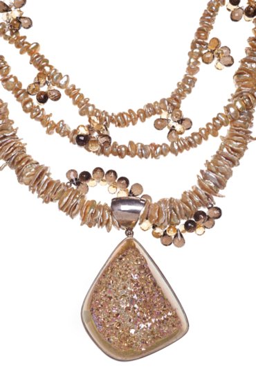 druzy quartz pendant necklace