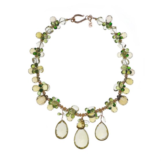 golden green citrine necklace