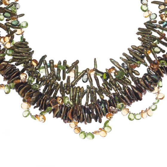 green keishi fresh water pearls necklace