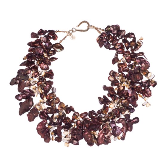 bronze keishi fresh water pearls necklace