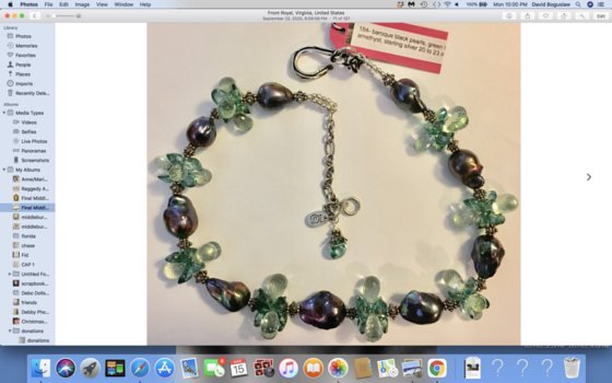 Baroque Black Pearls, Green Topaz, Green Amethyst and Sterling Silver