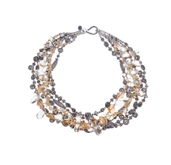 Citrine and Sterling Silver Multi-Strand Necklace