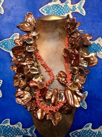 bronze cornflake pearl necklace 