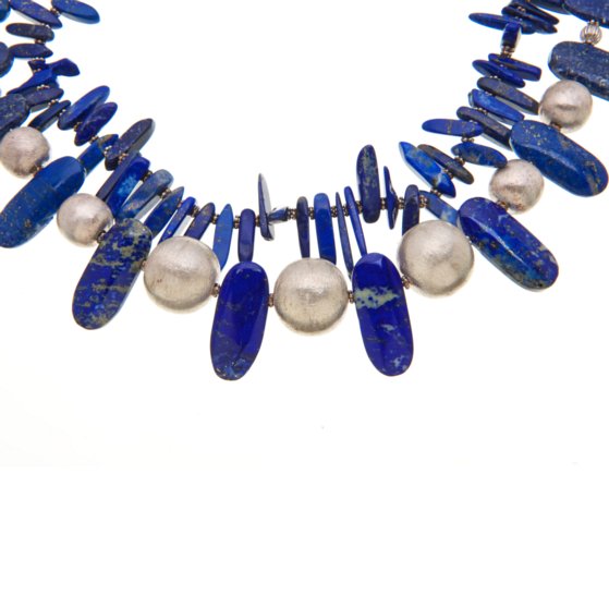 lapis and hill tribe silver necklace